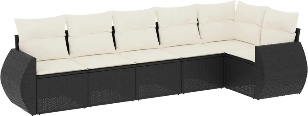 vidaXL Set mobilier de grădină cu perne, 6 piese, negru, poliratan