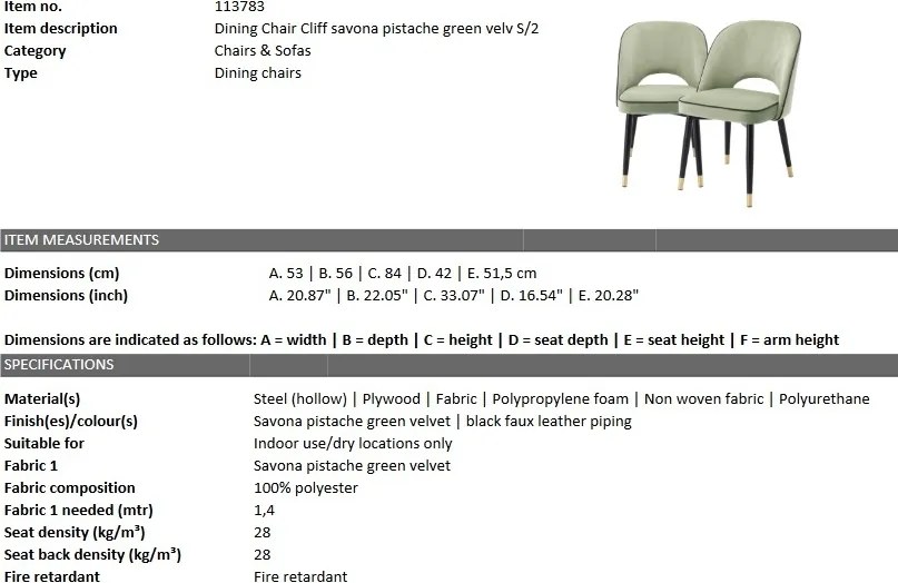 Set de 2 scaune design elegant Cliff, verde 113783 HZ