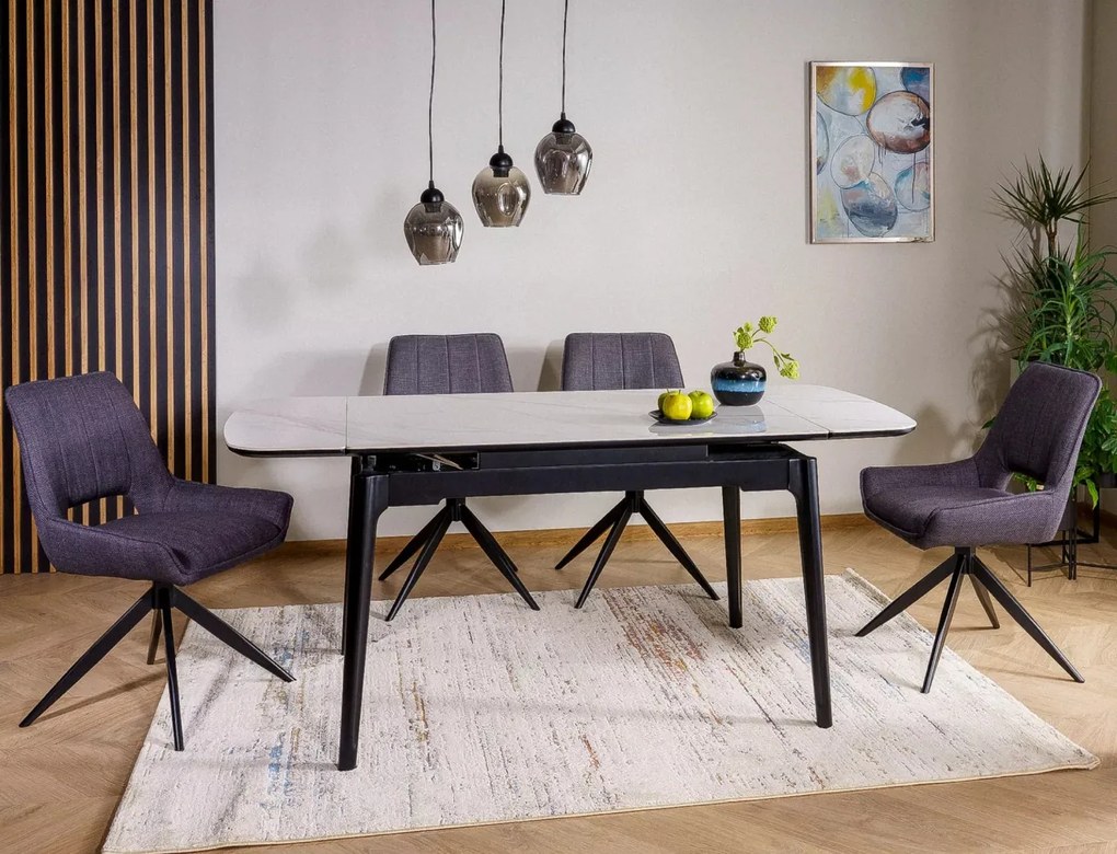 Masa extensibila Sento alb/negru L120-180xl80 cm
