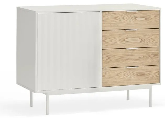 Comodă albă/în culoare naturală joasă cu aspect de lemn de stejar 108x80 cm Sierra – Teulat