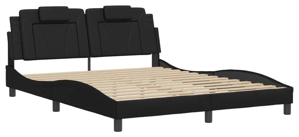 3208103 vidaXL Cadru de pat cu tăblie, negru, 160x200 cm, piele ecologică