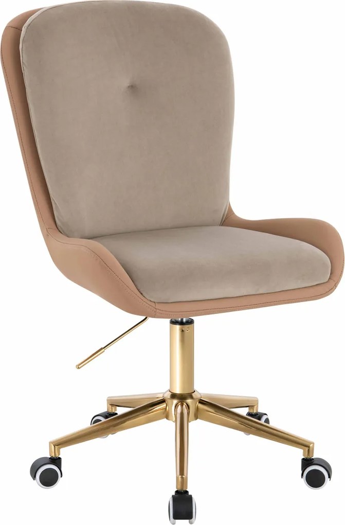 HR690K Scaun Velvet&amp;soft Piele Pu Latte/Carmel Latte Bază Aurie