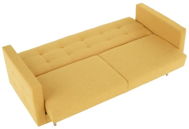Set complet tapitat de canapea cu fotoliu, tesatura de culoare mustar, AMEDIA