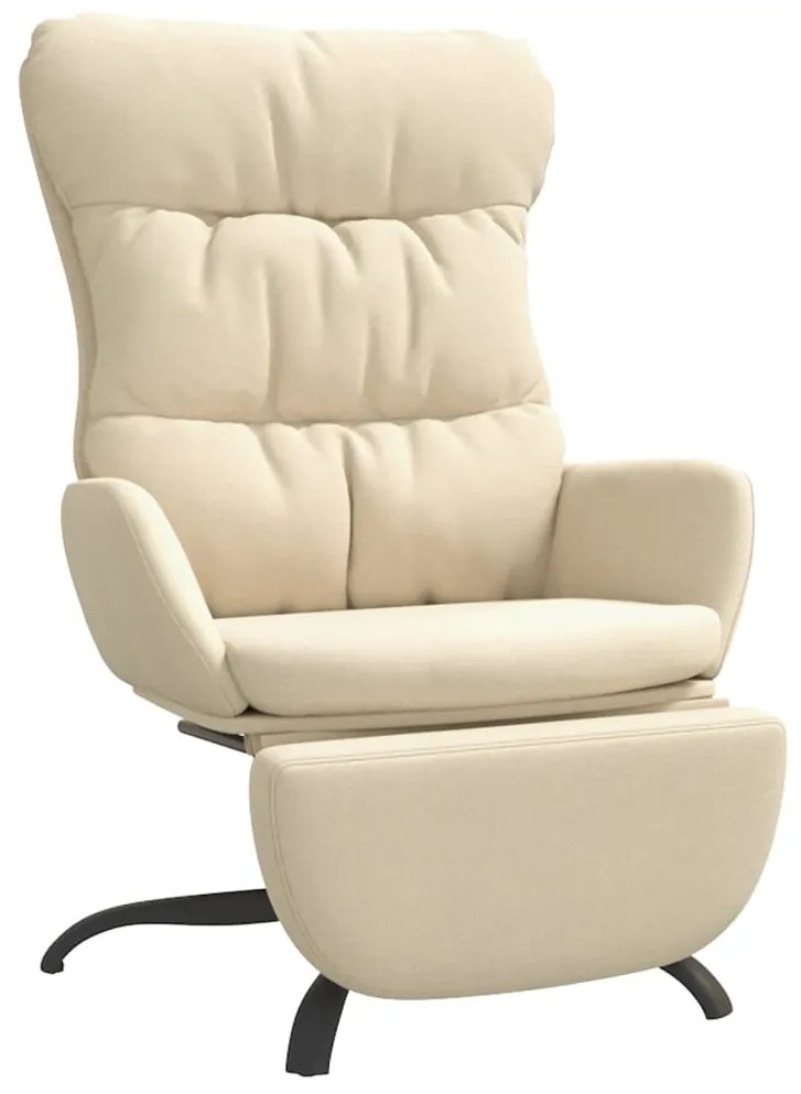 3097596 vidaXL Scaun de relaxare cu taburet, crem, material textil