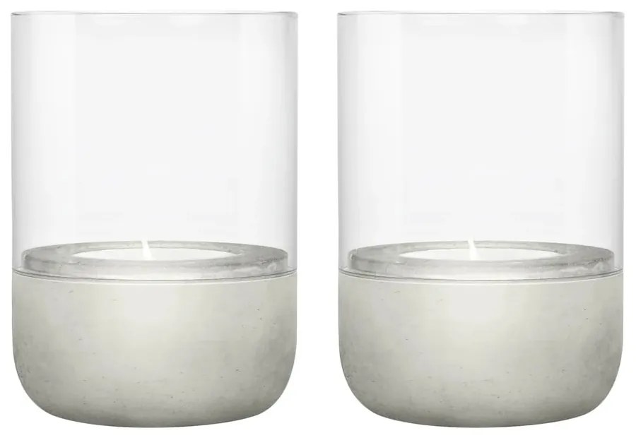 Set 2 sfeșnice din sticlă cu bază din beton Blomus Calma