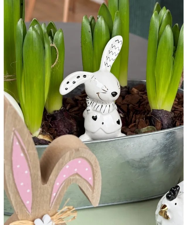 Iepuras ceramic BUNNY BACK 10 cm alb