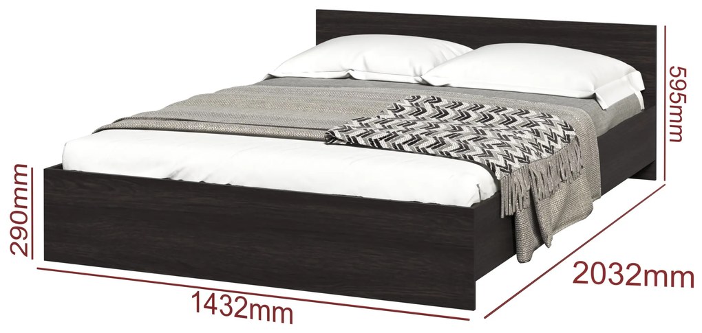 Dormitor Luiza 3U5P, culoare magia (wenge) / alb, cu pat standard 140 x 200 cm, dulap cu 3 usi, comoda si 2 noptiere