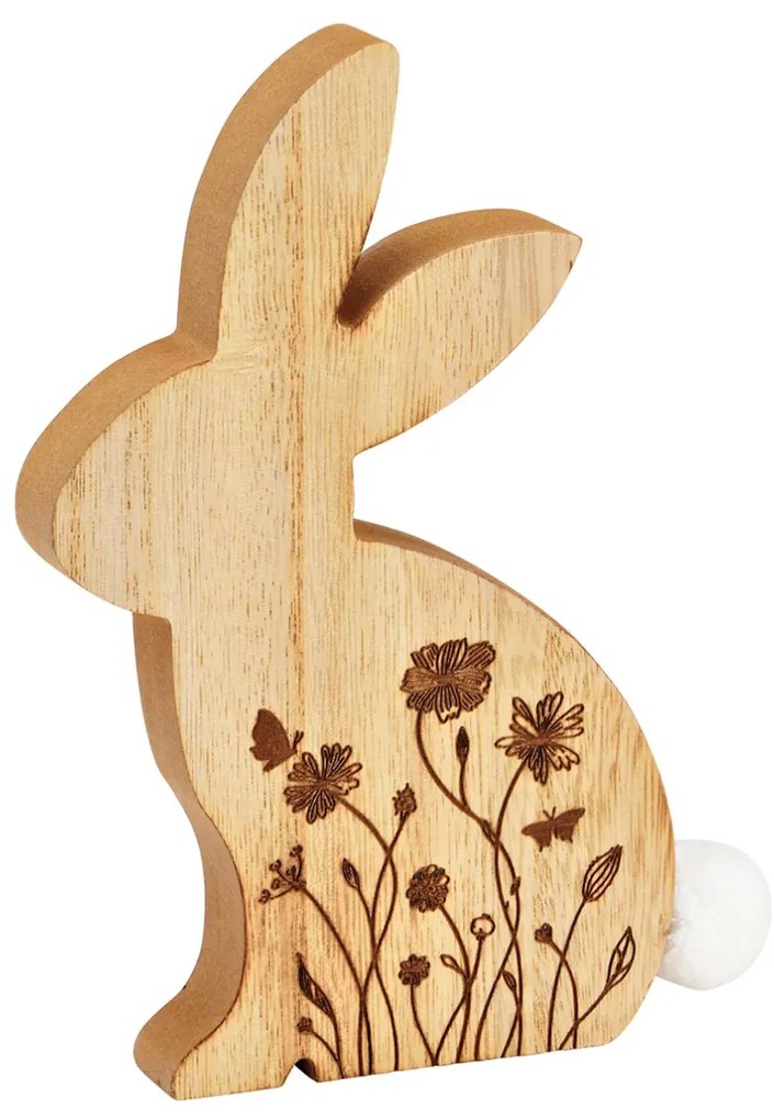 Iepuras de Paste din lemn FLORAL BUNNY 18 cm