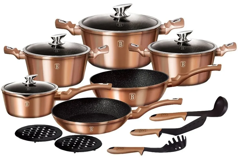 Set oale marmorate Rose Gold Metalic Line 15 piese Berlinger Haus