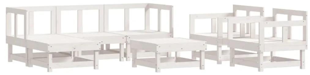 3186215 vidaXL Set mobilier de grădină, 7 piese, alb, lemn masiv de pin