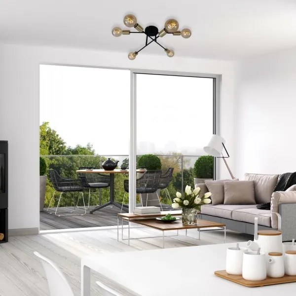 Lustră aplicată Briloner 3868-065 BLACK STEEL 6xE27/60W/230V