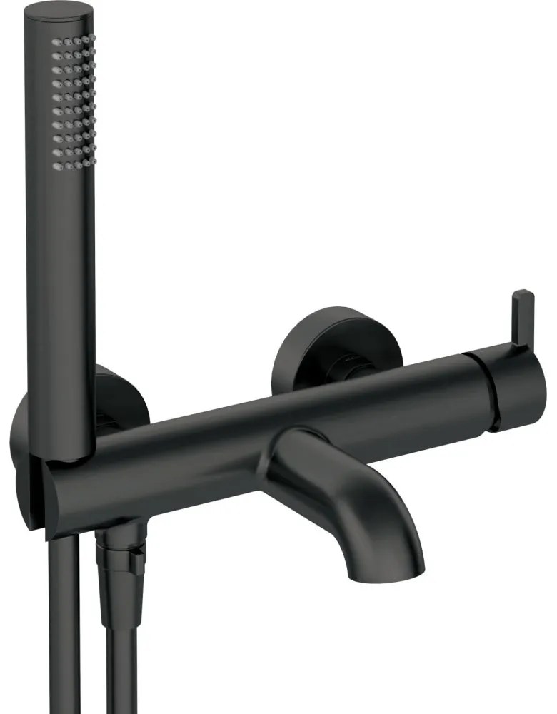 Baterie cada culoare neagra cu para si furtun dus Deante Silia Negru mat