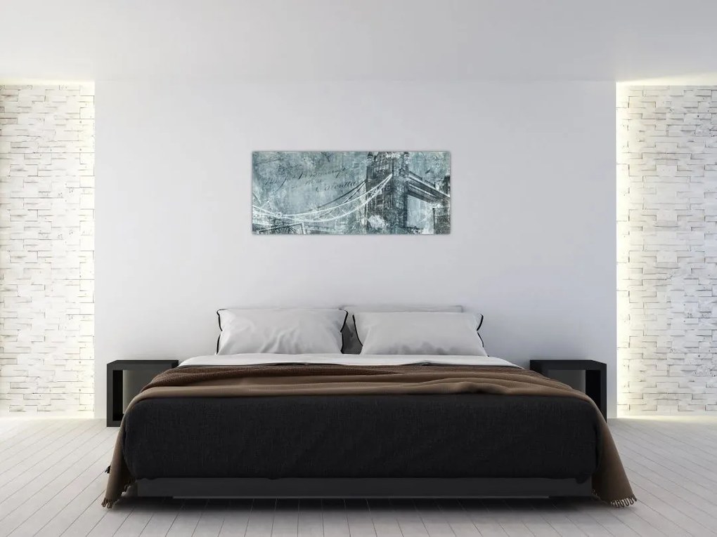 Tablou - Tower Bridge în tonuri reci (120x50 cm)