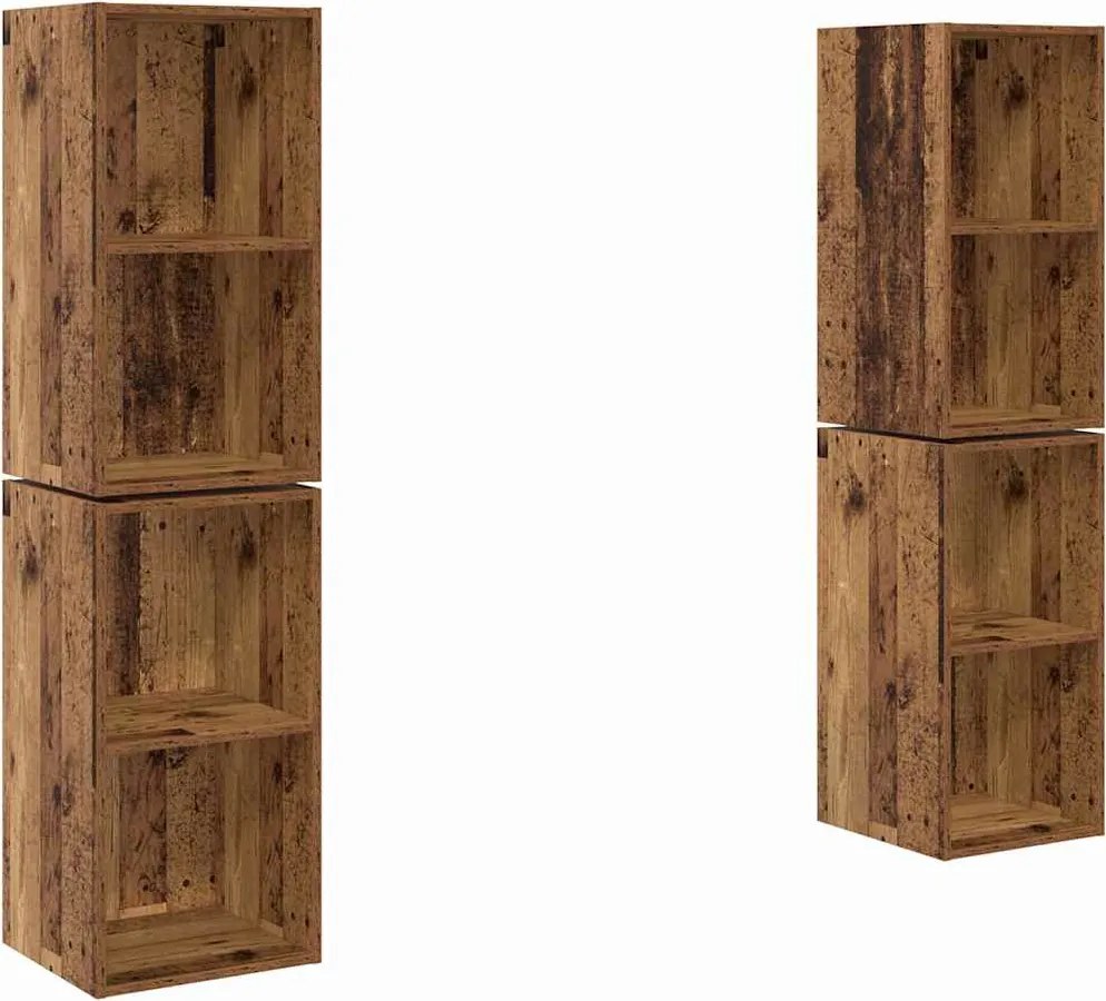 vidaXL Set comodă TV 4 pcs Lemn Vechi 37 x 37 x 72 cm Lemn compozit