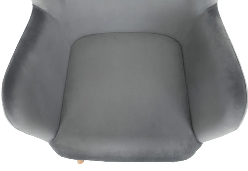 Fotoliu cu taburet, material de catifea gri/fag, LAGER NEW