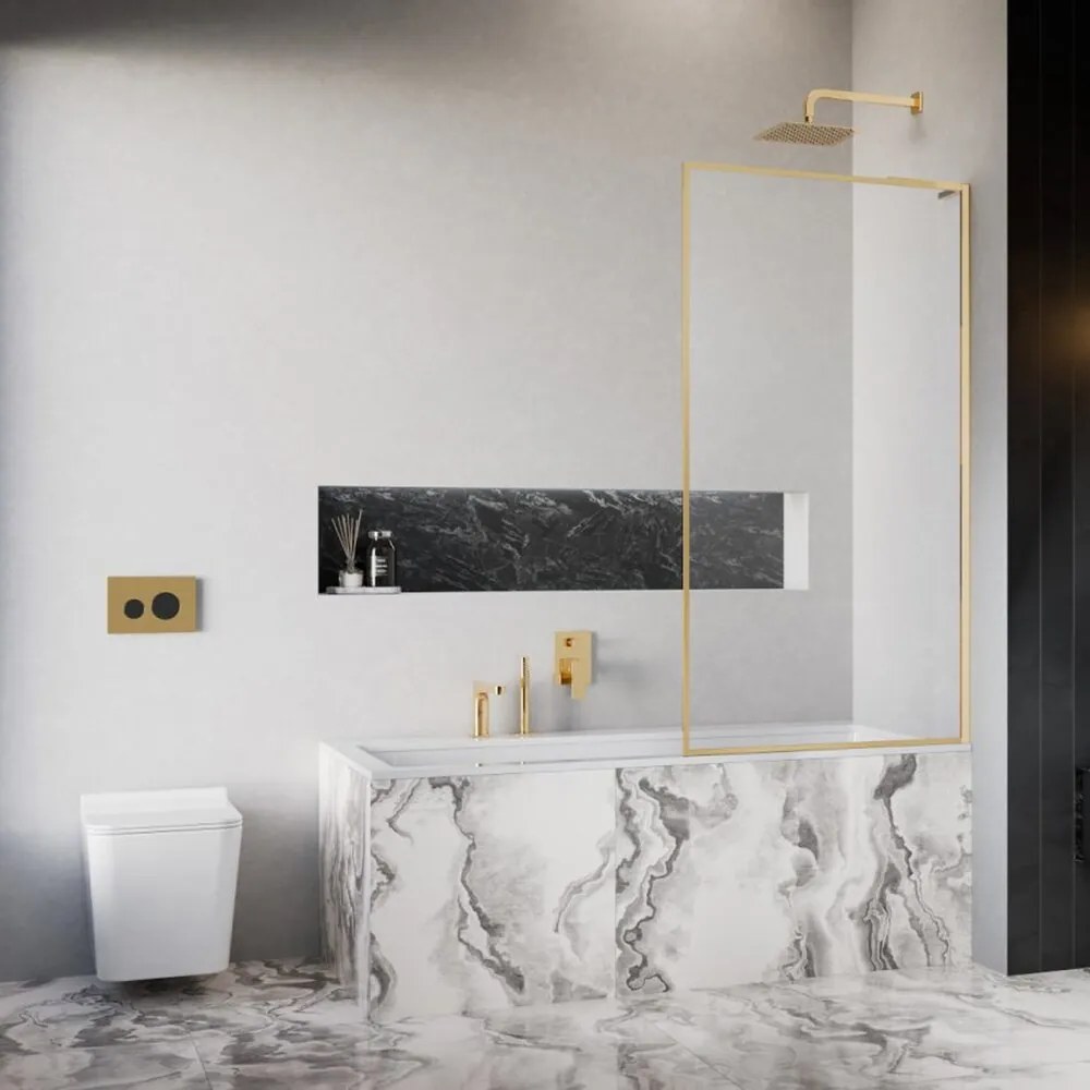 Paravan de cada Radaway Modo F SL PNJ II auriu lucios-transparent 60x150 cm sticla 8 mm dreapta