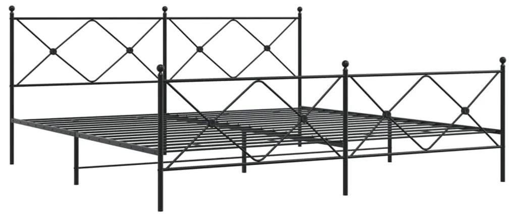 376527 vidaXL Cadru pat metalic cu tăblii de cap/picioare, negru, 200x200 cm