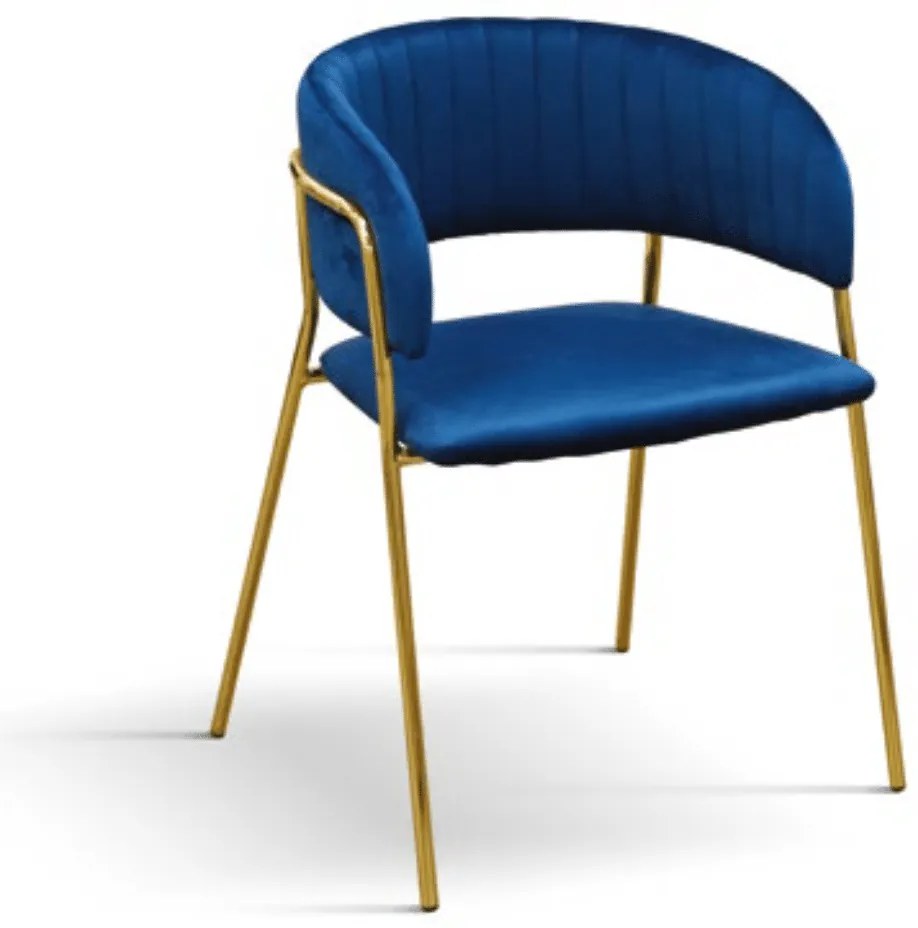 Scaun Milano, structura metalica aurie, catifea - ALBASTRU - CATIFEA - AURIU - STANDARD
