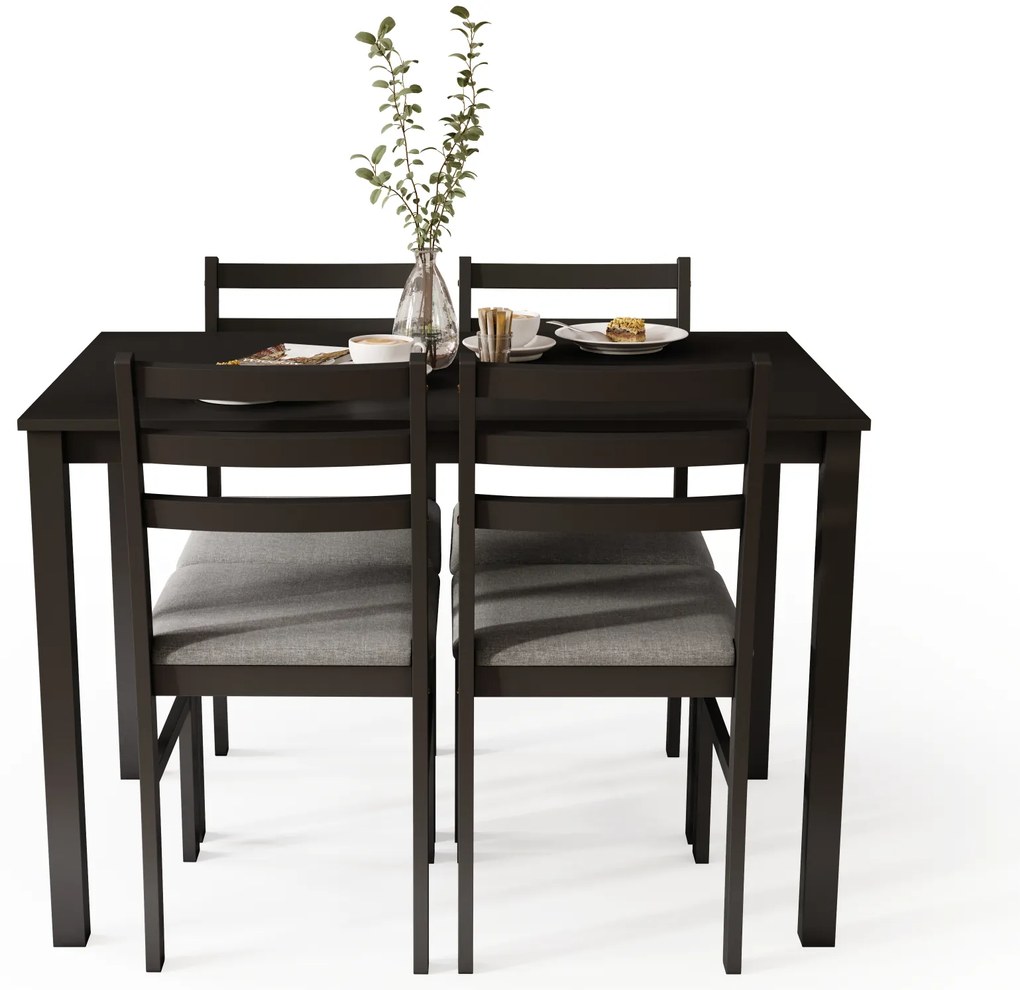 MAZZONI EXPORT Set TORINO masă + 4 scaune Negru/Gri deschis (material Sawana 21) - SET DE LEMN PENTRU BUCĂTĂRIE/SUFRAGERIE