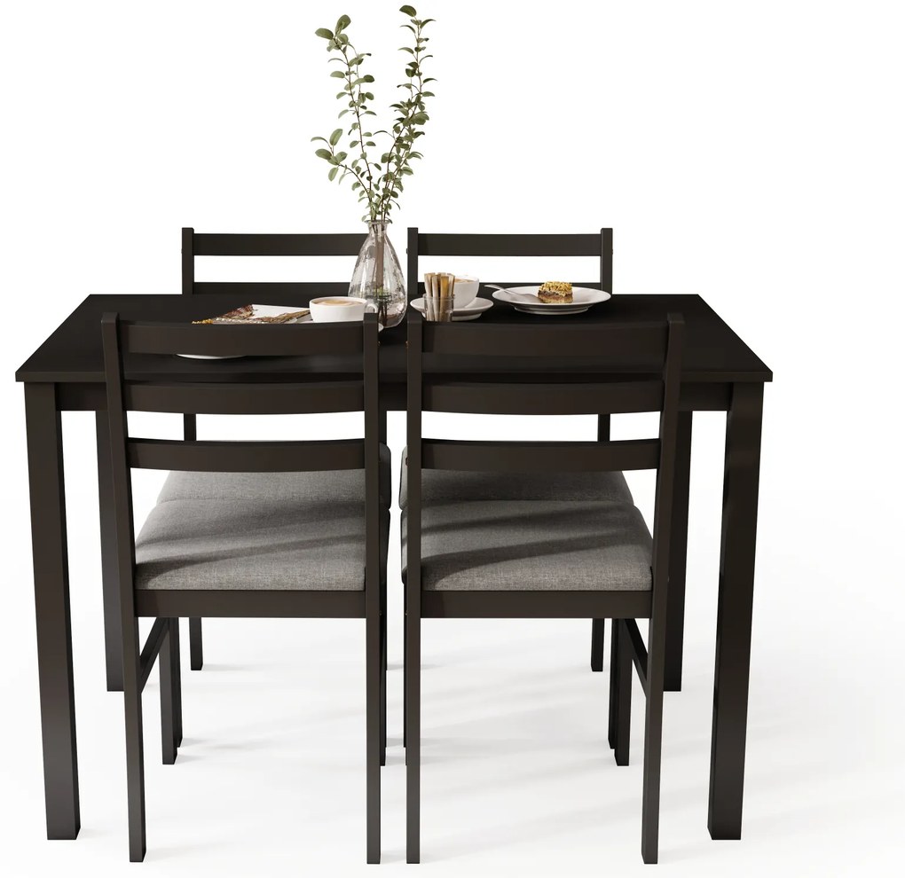 MAZZONI EXPORT Set TORINO masă + 4 scaune Negru/Gri deschis (Sawana 21)