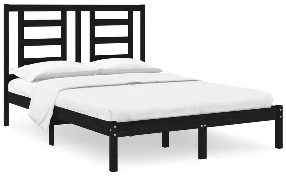 3104322 vidaXL Cadru de pat mic dublu, negru, 120x190 cm, lemn masiv