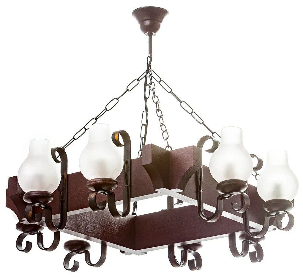 Candelabru rustic fabricat manual din lemn dim.67x67cm, 8 brate Queen WOOD-QU-SP8