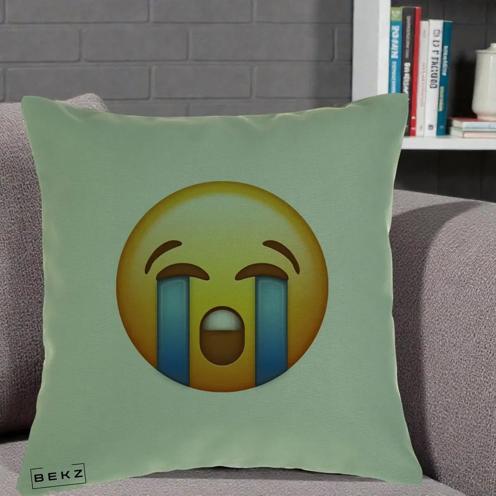 Perna Decorativa Emoji Plange, 40x40 cm, Verde, Husa Detasabila, Perna Inclusa, BEKZ®
