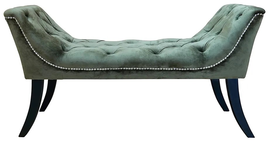 Bancă de design, ţesătură de catifea verde măsliniu / lemn, HEMY TYP 2