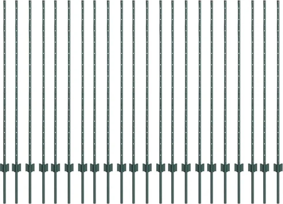 vidaXL Stâlp de gard. 22 pcs Verde 180 cm Oțel