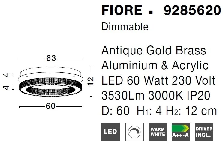 Plafoniera LED dimabila, design modern FIORE, 60cm