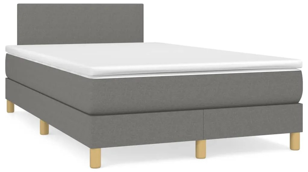 vidaXL Pat box spring cu saltea, gri închis, 120x190 cm, textil