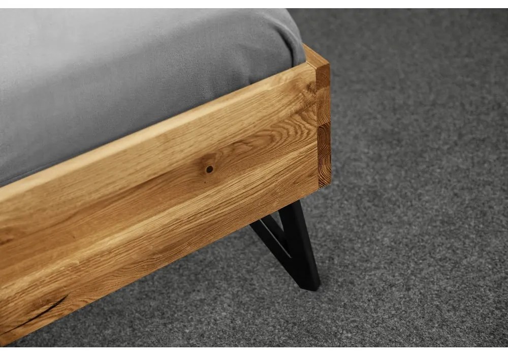 Pat dublu din lemn de stejar 200x200 cm Golo 2 - The Beds