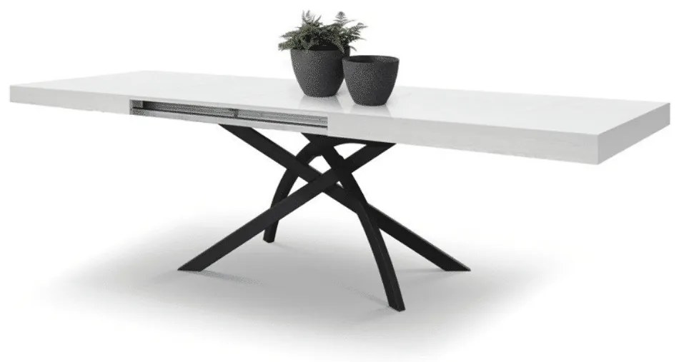 MASA CLEO EXTENSIBILA CU PICIOR METALIC - ALB FRASIN - 140 cm / 90 / h 77