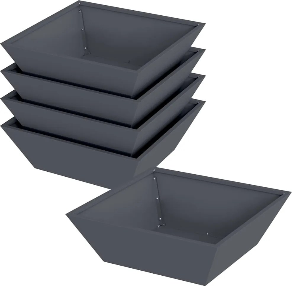 vidaXL Vază pentru Grădină 5 pcs Antracit 50 x 50 x 15 cm