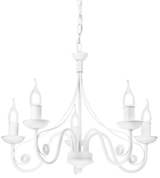 Lustră pe lanț DONATO 5xE14/40W/230V alb