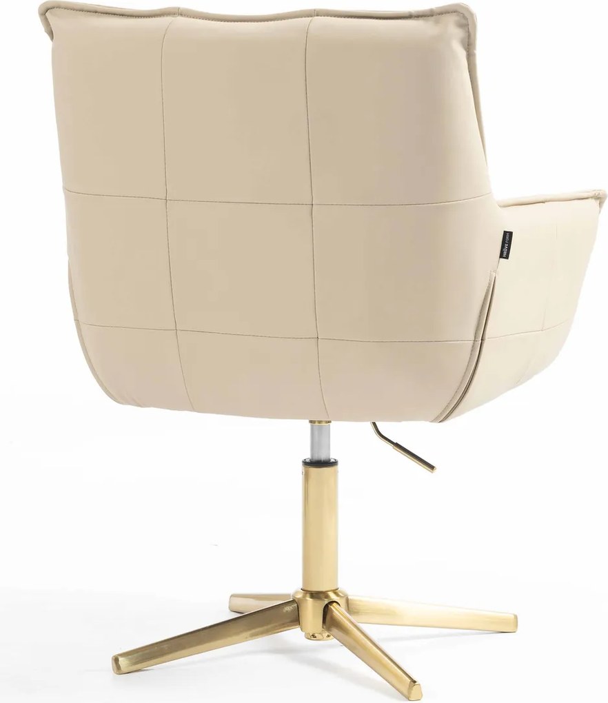 HR560CROSS Scaun Crem Piele Ecologica Premium Soft cu Bază Aurie