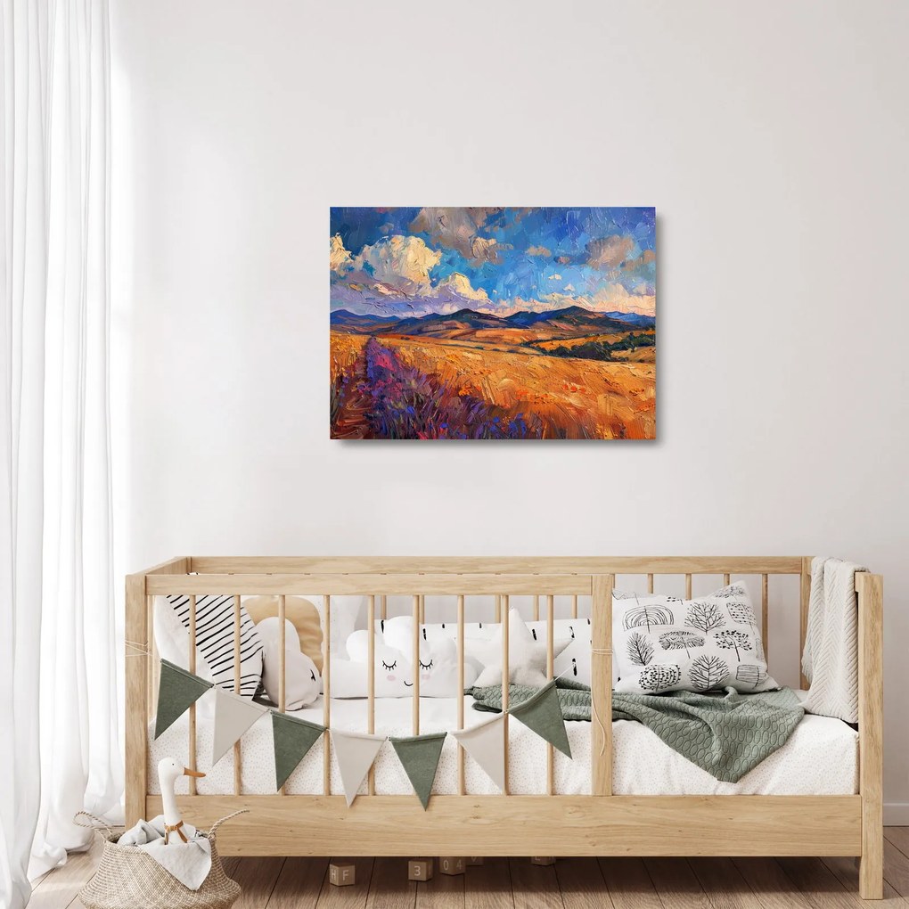 Tablou pe sticlă - Pictură în ulei de peisaj (70x50 cm)