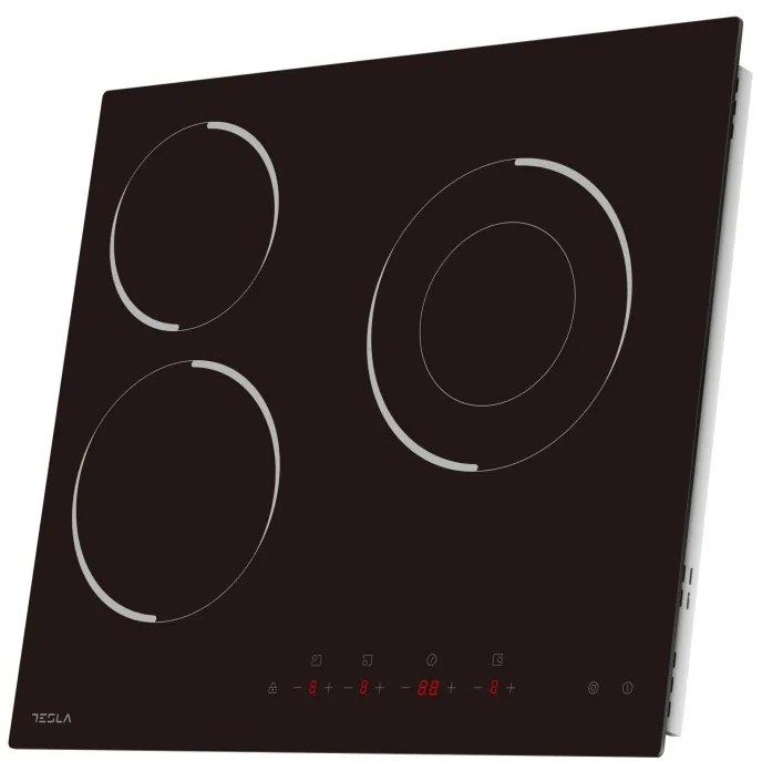 Plita vitroceramica incorporabila Tesla HV6300MB, 5700W, 9 trepte, Timer, Indicator suprafață fierbinte, Protectie copii, Negru