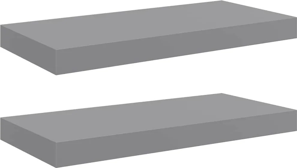 vidaXL Rafturi de perete suspendate, 2 buc., gri, 50x23x3,8 cm, MDF
