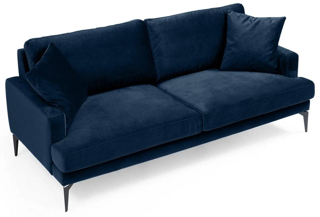 Canapea Fixă AZURRO, 2 locuri, 175x90x85 cm, Velutto-Albastru