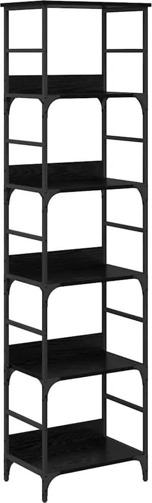vidaXL Raft pentru cărți Stejar Negru 50 x 33 x 188,5 cm Lemn compozit