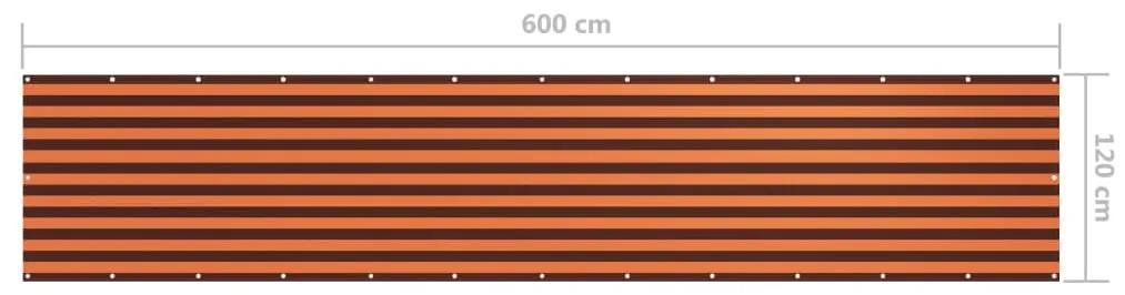 Paravan de balcon portocaliu si maro 120x600 cm tesatura oxford portocaliu si maro, 120 x 600 cm