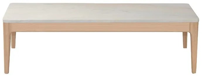 Masuta de cafea, natur, din lemn de stejar si marmura, aspect rustic, Ernest