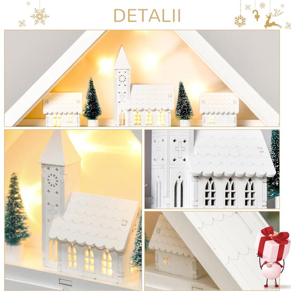 Calendar de Advent, Calendar din Lemn cu 24 sertare, decoratiune de craciun cu lumini HOMCOM | Aosom RO