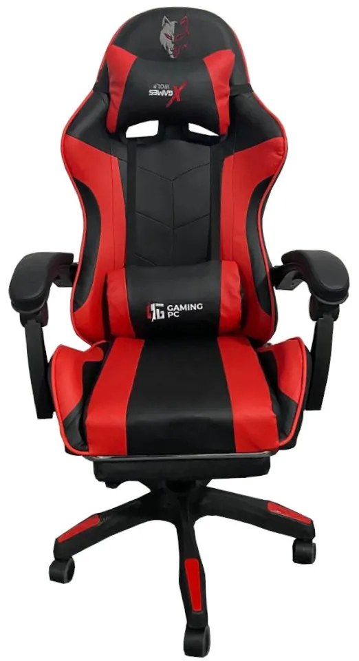 JAKS SCAUN GAMING REGLABIL ECO PIELE NEGRU ROȘU FG-02