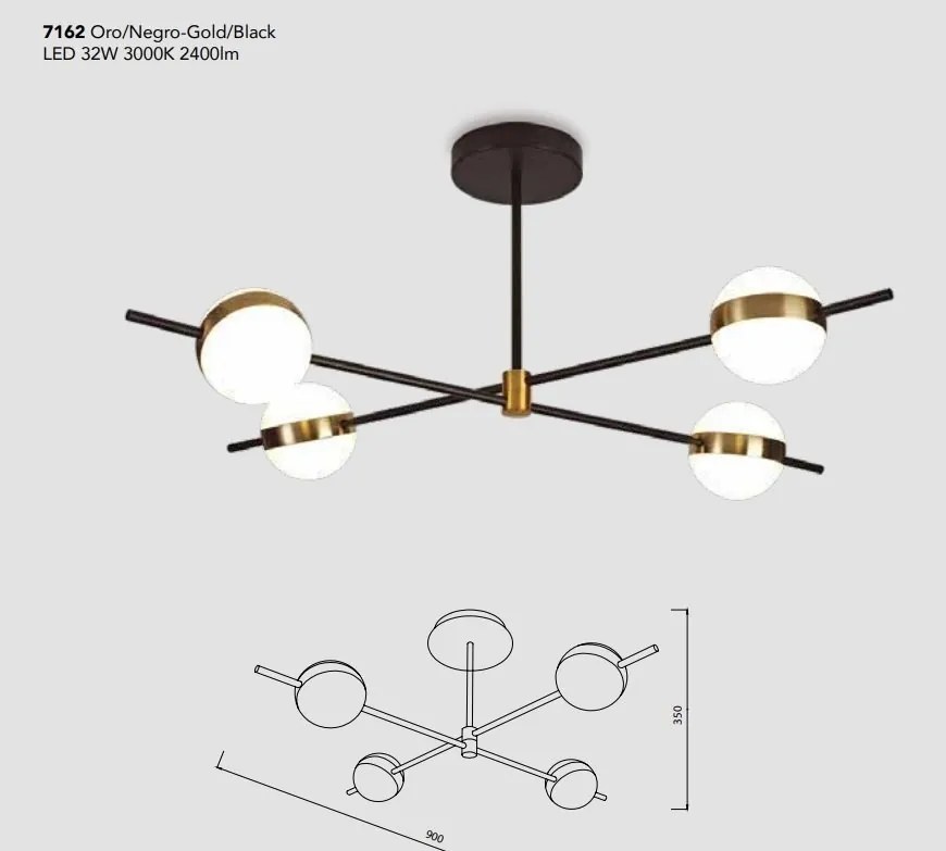 Lustra aplicata LED design Art Deco cu 4 surse de lumina Cuba