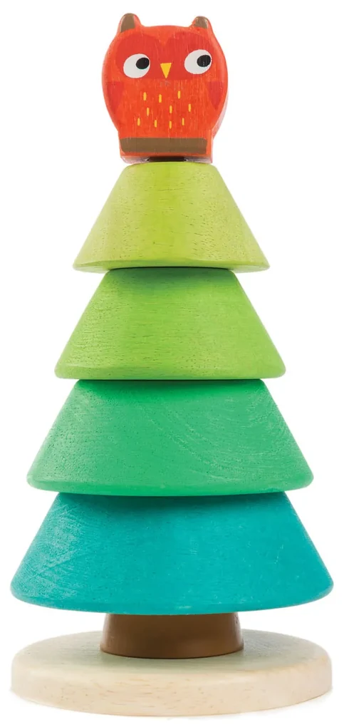 Tender Leaf Toys - Puzzle stivuibil Brad de Craciun din lemn - Stacking Fir Tree