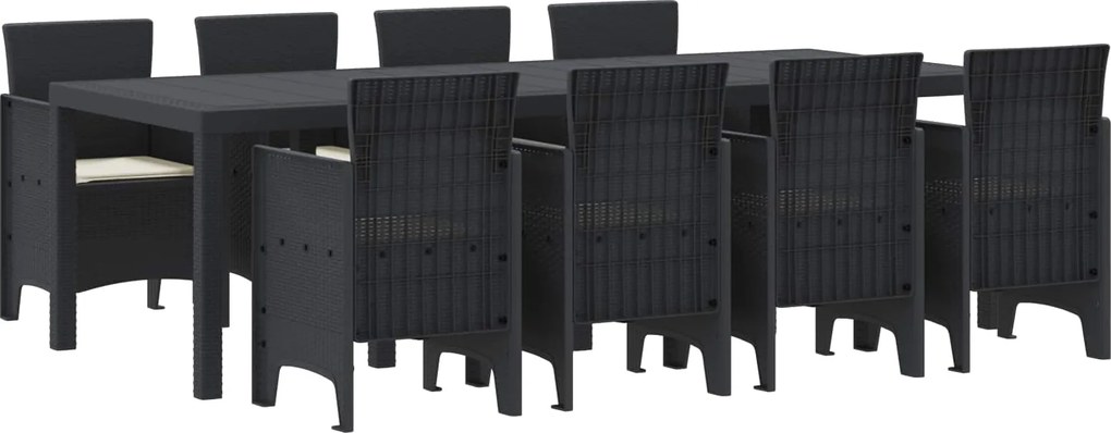 vidaXL Set de masă pentru grădină 9 pcs Antracit Polipropilenă