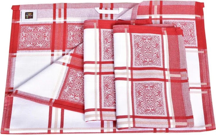 Prosoape de bucătărie din bumbac egiptean SOLE RED 50 x 70 cm 3 buc