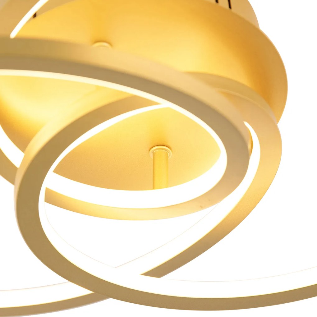 Plafoniera aurie 45 cm cu LED inclus, cu dimmer pe 3 trepte - Rowin